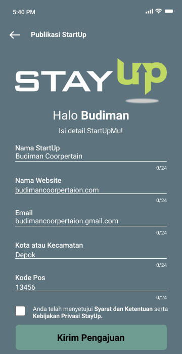 UI/UX Design StayUp