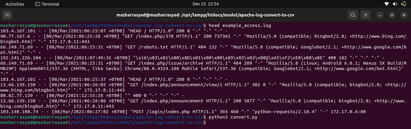 Apache Log Convert To CSV