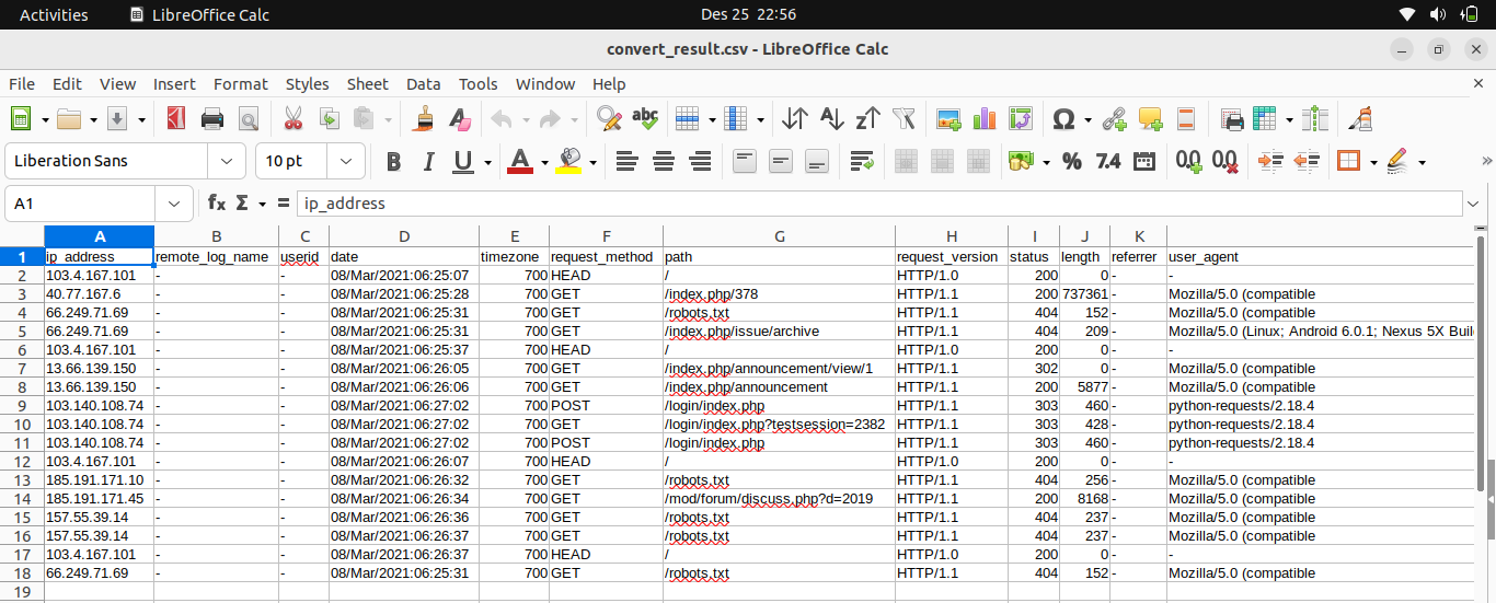 Apache Log Convert To CSV